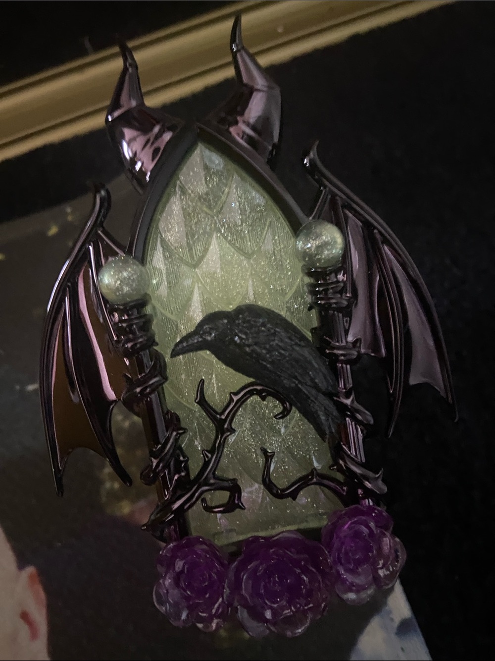 Gothic Raven Decorative Accent Pin in Purple light up wallflower